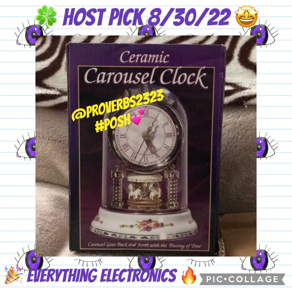 Ceramic Carousel ๐ Clock battery operated New in box - Picture 1 of 5